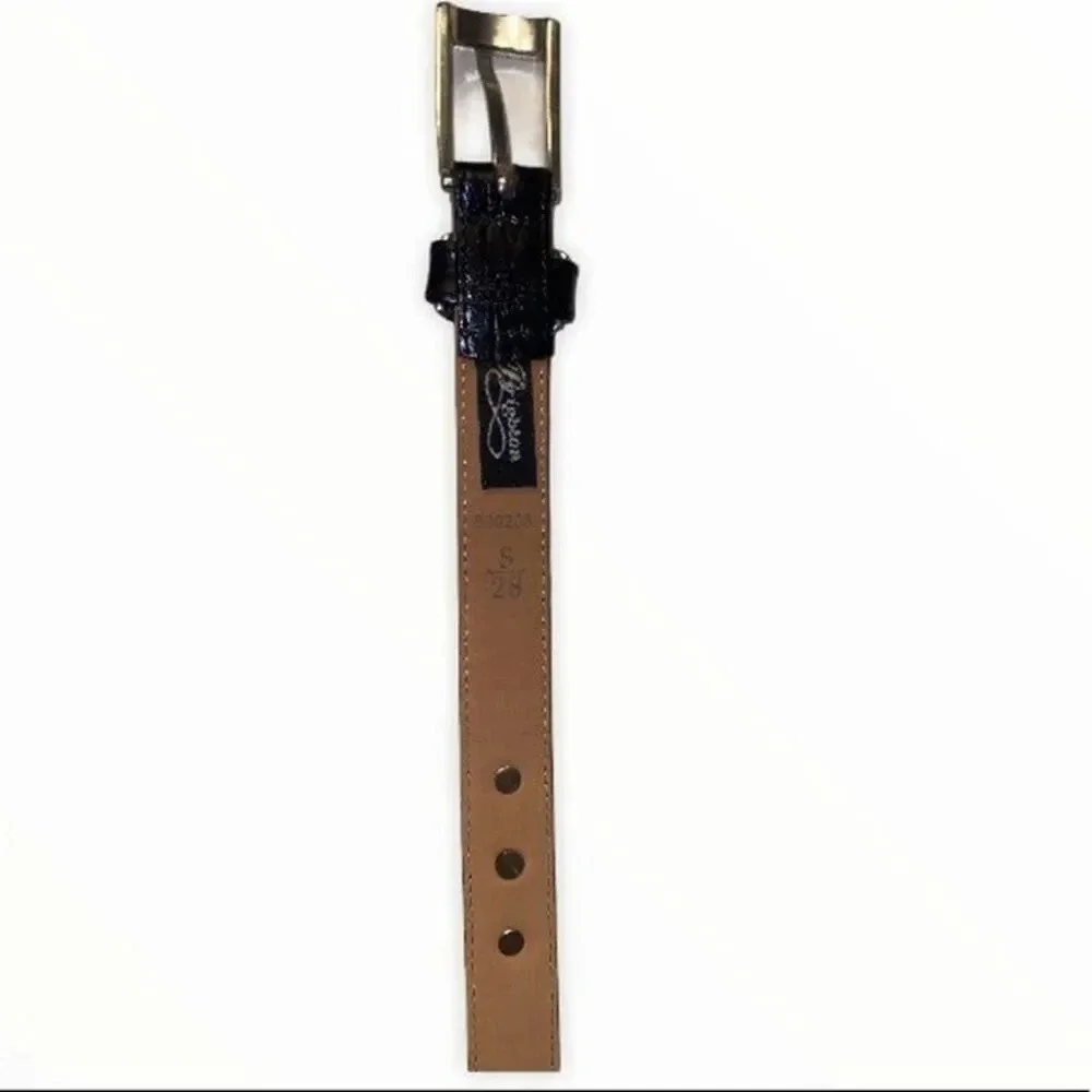 Brighton black leather belt with silver embellishments Vtg